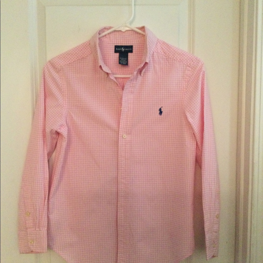 Ralph Lauren Polo Boy Pink and White Plaid Shirt